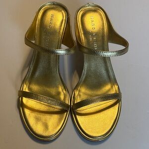 Marc Fisher Gold Metallic Slide Sandals